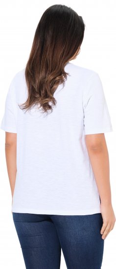 Ulla Popken Flocked Short Sleeve Graphic Tee Snow White - T-shirts estampadas para mulher - 