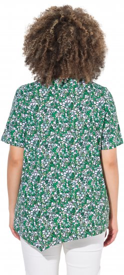 Ulla Popken Floral Pointed Hem Short Sleeve Tee Green - T-shirts estampadas para mulher - 