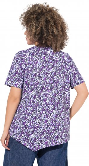 Ulla Popken Floral Pointed Hem Short Sleeve Tee Purple - T-shirts estampadas para mulher - 