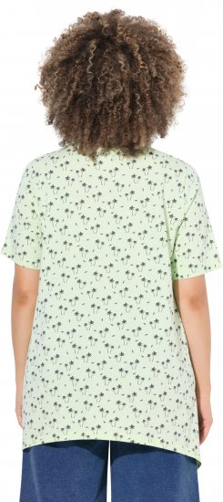 Ulla Popken Palm Tree Print Pointed Hem Tee Lett Lime - T-shirts estampadas para mulher - 