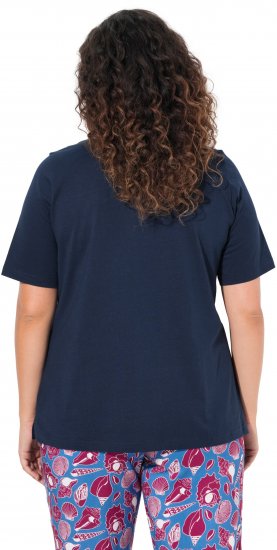 Ulla Popken Shell Picker Club Short Sleeve Graphic Tee Navy - T-shirts estampadas para mulher - 