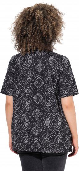 Ulla Popken Snake Print V-Neck Tee Graphite Grey - T-shirts estampadas para mulher - 