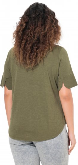 Ulla Popken Beaded Short Sleeve Graphic Tee Olive - T-shirts estampadas para mulher - 