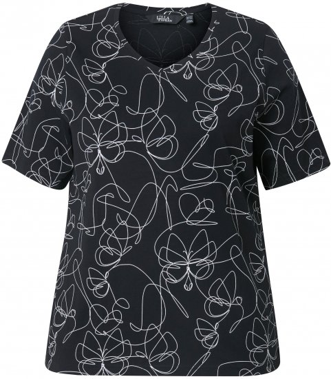 Ulla Popken Abstract Animal Print Short Sleeve Tee Black - T-shirts estampadas para mulher - 