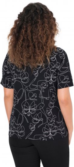 Ulla Popken Abstract Animal Print Short Sleeve Tee Black - T-shirts estampadas para mulher - 