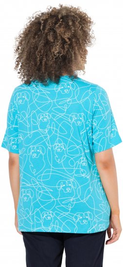Ulla Popken Abstract Animal Print Short Sleeve Tee Deep Aqua - T-shirts estampadas para mulher - 