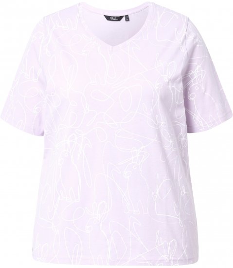 Ulla Popken Abstract Animal Print Short Sleeve Tee Lavender - T-shirts estampadas para mulher - 