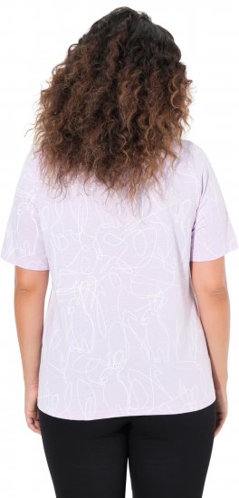 Ulla Popken Abstract Animal Print Short Sleeve Tee Lavender - T-shirts estampadas para mulher - 