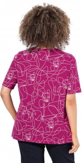 Ulla Popken Abstract Animal Print Short Sleeve Tee Magnolia Red - T-shirts estampadas para mulher - 