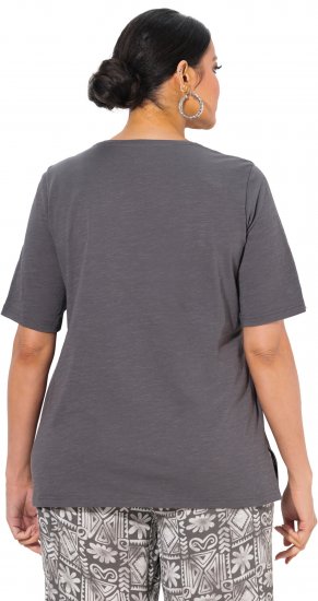 Ulla Popken Cactus Short Sleeve Graphic Tee Graphite Grey - T-shirts estampadas para mulher - 