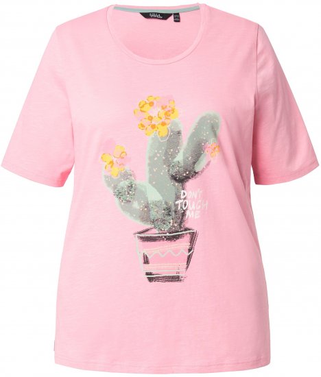 Ulla Popken Cactus Short Sleeve Graphic Tee Pink - T-shirts estampadas para mulher - 