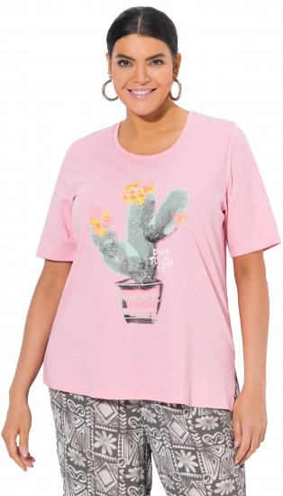 Ulla Popken Cactus Short Sleeve Graphic Tee Pink - T-shirts estampadas para mulher - 