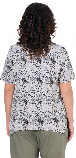 Ulla Popken Half-sleeve A-line V-neck Pointed Hem Animal Pattern T-shirt Moss - T-shirts estampadas para mulher - 