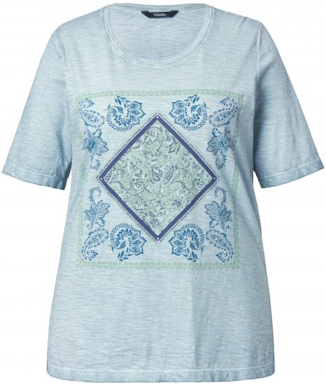 Ulla Popken Paisley Short Sleeve Graphic Tee Light Moss Green - T-shirts estampadas para mulher - 