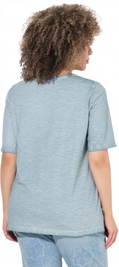 Ulla Popken Paisley Short Sleeve Graphic Tee Light Moss Green - T-shirts estampadas para mulher - 
