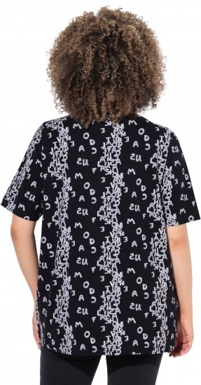 Ulla Popken Letter Print Short Sleeve Tee Black - T-shirts estampadas para mulher - 
