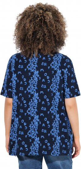 Ulla Popken Letter Print Short Sleeve Tee Navy - T-shirts estampadas para mulher - 