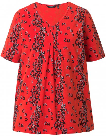 Ulla Popken Letter Print Short Sleeve Tee Red - T-shirts estampadas para mulher - 
