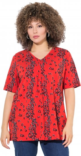 Ulla Popken Letter Print Short Sleeve Tee Red - T-shirts estampadas para mulher - 