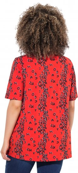 Ulla Popken Letter Print Short Sleeve Tee Red - T-shirts estampadas para mulher - 