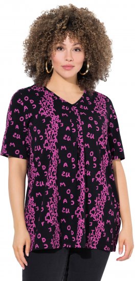 Ulla Popken Letter Print Short Sleeve Tee Magnolia Red - T-shirts estampadas para mulher - 