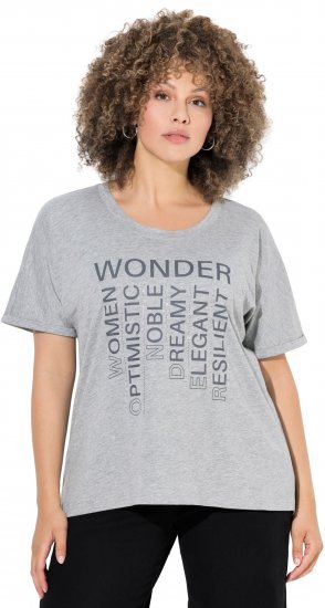 Ulla Popken WONDER Short Sleeve Graphic Tee Light Grey Melange - T-shirts estampadas para mulher - 