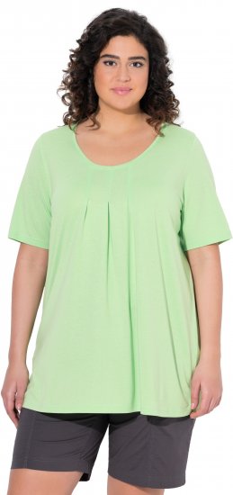 Ulla Popken Essential Front Pleat Tee Light Green - T-shirts - 