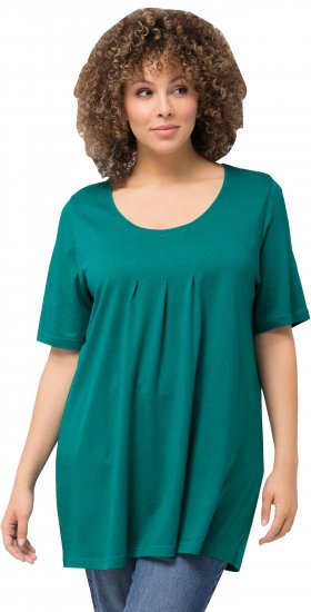 Ulla Popken Essential Front Pleat Tee Dark Emerald - T-shirts - 