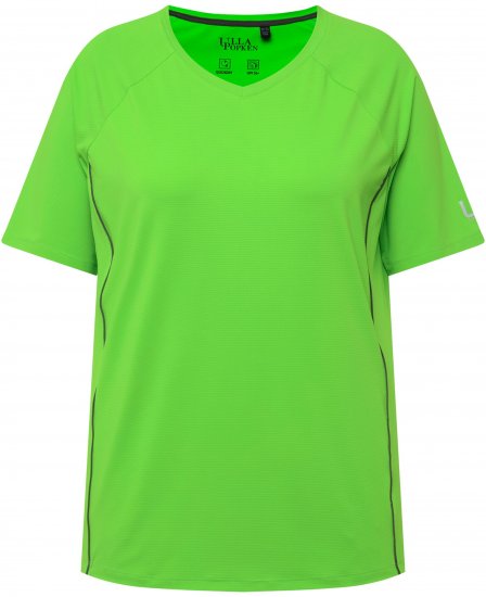 Ulla Popken Piping Accent Functional UVP 50+ Stretch Knit Top Light Green - T-shirts - 