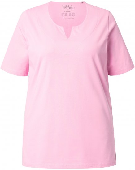 Ulla Popken Essential Notch Neck Stretch Tee Pink - T-shirts - 