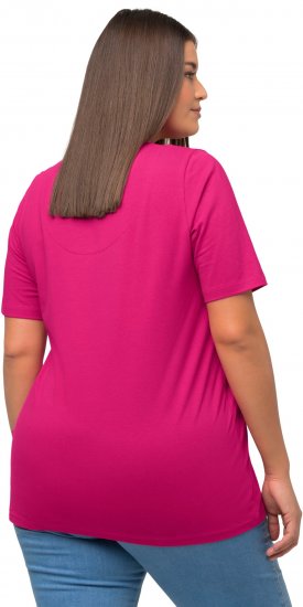 Ulla Popken Essential Notch Neck Stretch Tee Fuchsia Pink - T-shirts - 