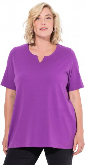 Ulla Popken Essential Notch Neck Stretch Tee Purple - T-shirts - 