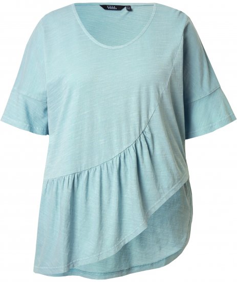 Ulla Popken Asymmetric Flounce Panel Short Sleeve Tee Light Moss Green - T-shirts - 