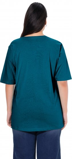 Ulla Popken Basic Round Neck Short Sleeve Relaxed Fit T-Shirt Dark Green - T-shirts - 