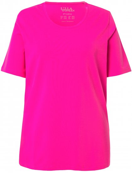 Ulla Popken Essential Round Neck Stretch Tee Magenta Pink - T-shirts - 