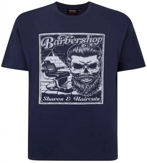 Espionage T410 Barbershop Printed T-Shirt Navy - T-shirts lisas - T-shirts lisas tamanhos grandes