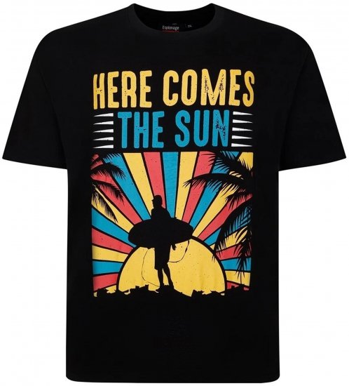 Espionage T421 Here Comes The Sun Printed T-Shirt Black - T-shirts lisas - T-shirts lisas tamanhos grandes