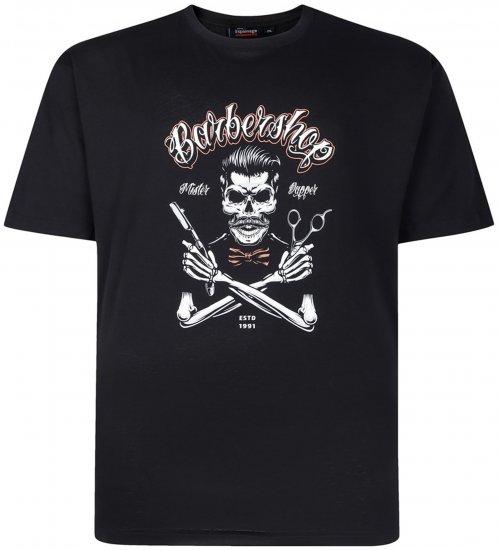 Espionage T437 Barbers Shop Printed T-Shirt Black - T-shirts - T-shirts Homem Tamanhos Grandes