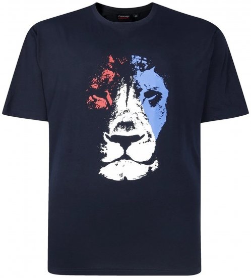 Espionage T440 Abstract Lion Printed T-Shirt Navy - T-shirts lisas - T-shirts lisas tamanhos grandes