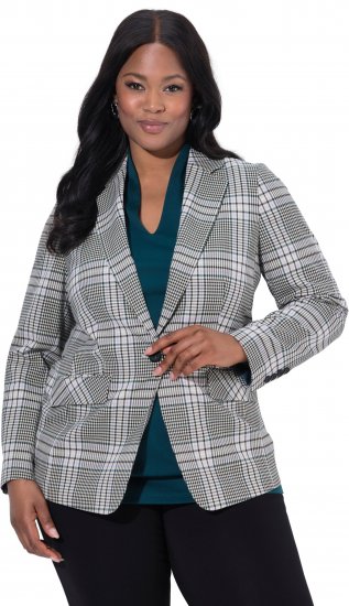 Ulla Popken Blazer Xadrez Verde - Blazers e Coletes - 