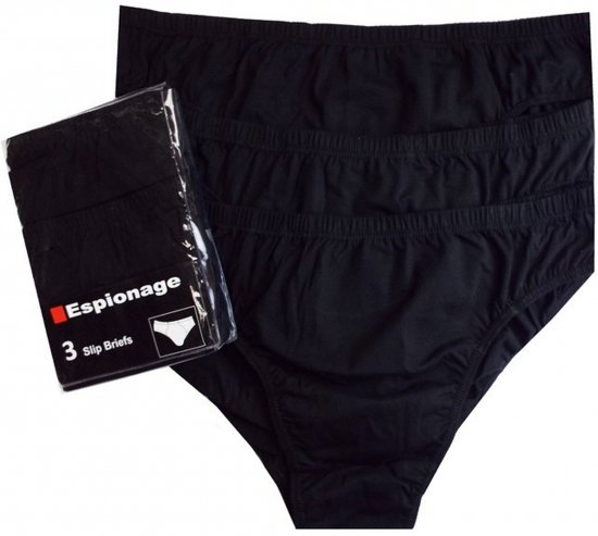 Espionage U002 3-Pack Slip Briefs Black - Roupa Interior & natação - Roupa interior Homem Tamanhos Grandes