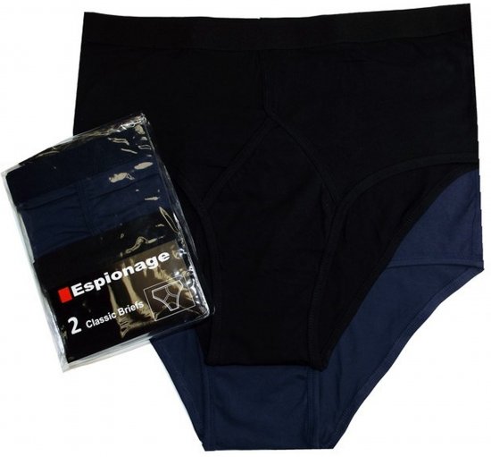 Espionage U003 2-Pack Y-Front Briefs Black/Navy - Roupa Interior & natação - Roupa interior Homem Tamanhos Grandes