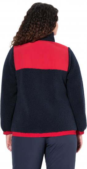 Ulla Popken Color Block Teddy Fleece Jacket Navy - Sweatshirts & hoodies - 