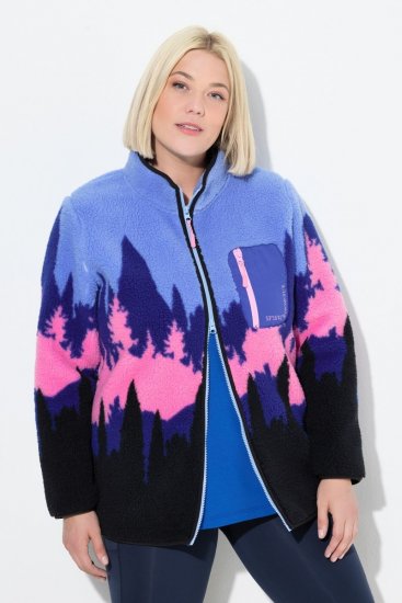 Ulla Popken Alpine Landscape Fleece Jacket Cloud Blue - Sweatshirts & hoodies - Sweatshirts, Hoodies e Malhas Aconchegantes