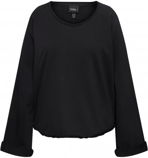 Ulla Popken Rolled Edge Long Sleeve Sweatshirt Black - Sweatshirts & hoodies - 