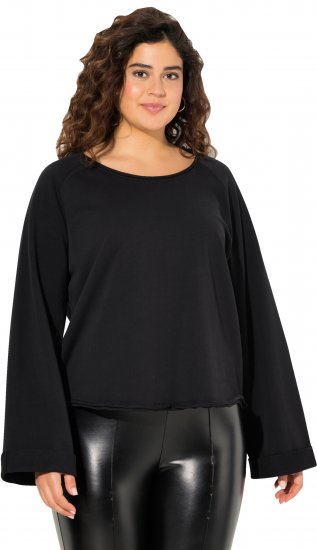 Ulla Popken Rolled Edge Long Sleeve Sweatshirt Black - Sweatshirts & hoodies - 