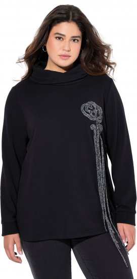 Ulla Popken Ribbon Detail Turtleneck Sweatshirt Black - Sweatshirts & hoodies - 
