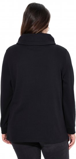 Ulla Popken Ribbon Detail Turtleneck Sweatshirt Black - Sweatshirts & hoodies - 