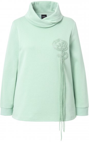 Ulla Popken Ribbon Detail Turtleneck Sweatshirt Mint Green - Sweatshirts & hoodies - 