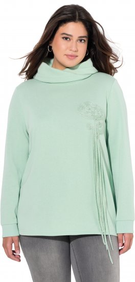 Ulla Popken Ribbon Detail Turtleneck Sweatshirt Mint Green - Sweatshirts & hoodies - 